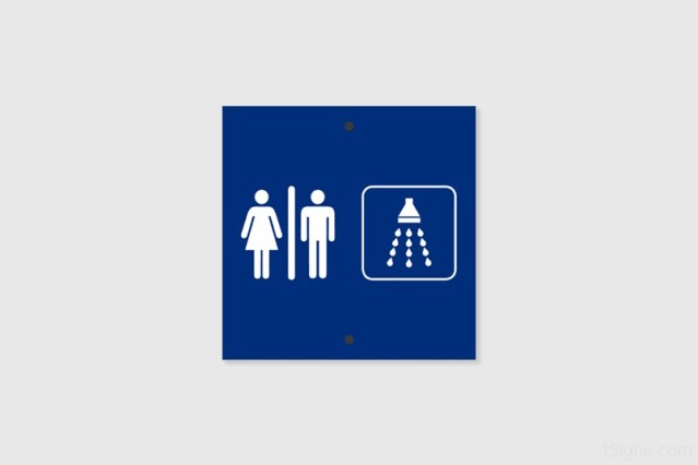 Plaque personnalisée Camping - Sanitaires - Toilettes & douches | 1Signe by Pic Bois