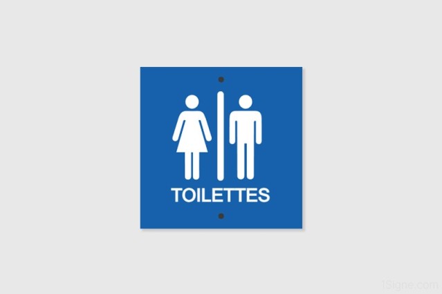 Plaque personnalisée Sanitaires - Emplacement toilettes | 1Signe by Pic Bois