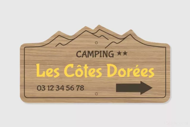 Panneau Pré-enseignes camping - Côtes Dorées | 1Signe by Pic Bois