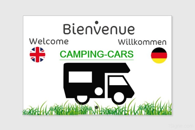 Panneau personnalisé Camping - Bienvenue - Camping-Cars| 1Signe by Pic Bois