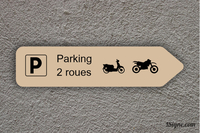 Plaque Camping - Directionnel Parking 2 roues personnalisée | 1Signe by Pic Bois