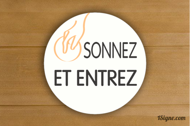 Plaque de porte personnalisée - Sonnez et entrez | 1Signe by Pic Bois