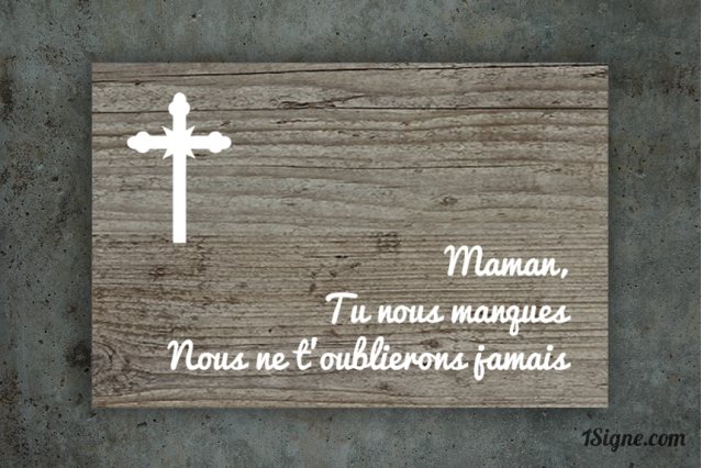 Plaque funéraire personnalisée - Tu nous manques | 1Signe by Pic Bois