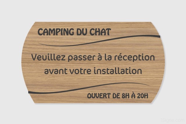 Panneau personnalisé Camping - Accueil-Réception - Gravure Vagues| 1Signe by Pic Bois